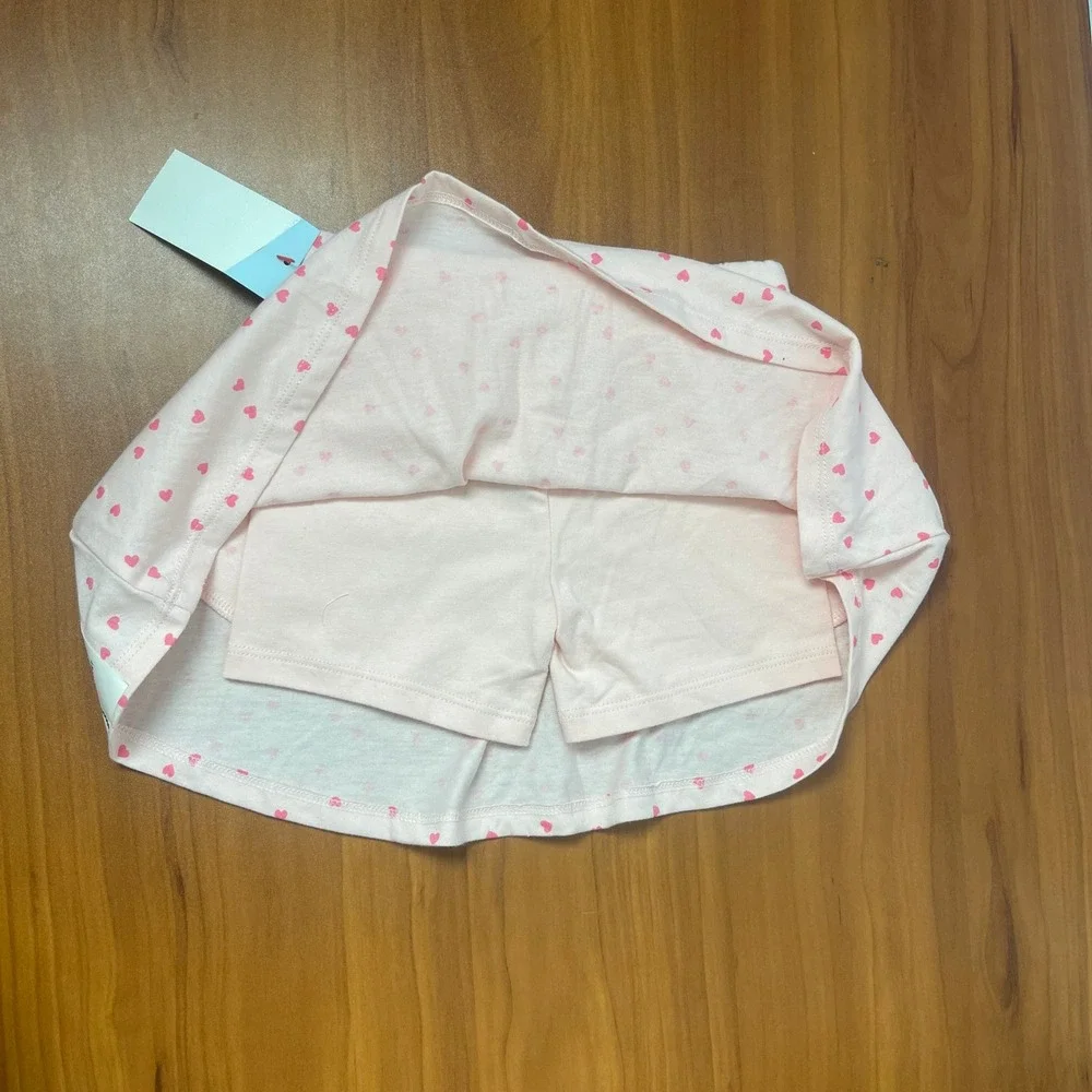 Cat & Jack Girls Pink Heart Skort 4T NWT Flexible Drawstring Skirt Shorts